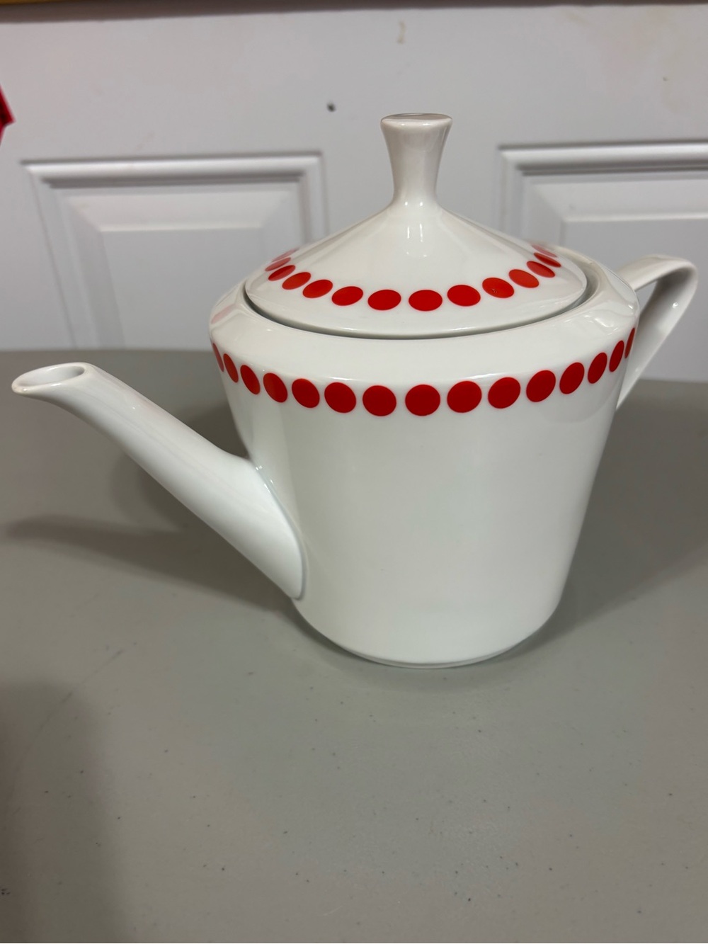 Vintage Northland Fine China Red Polka Dot Teapot with Lid | White Porcelain